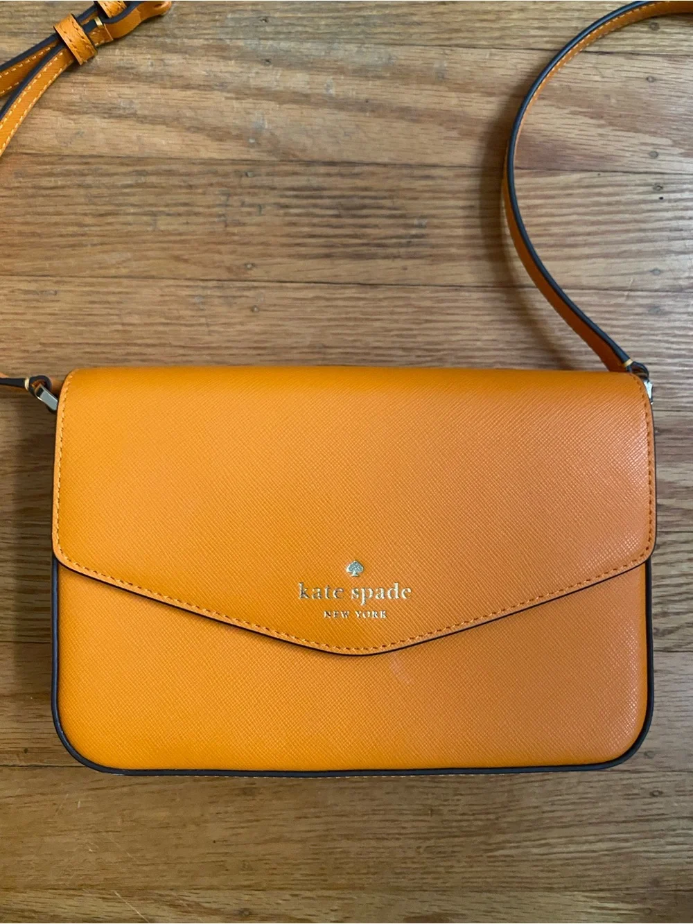 Kate Spade Sadie Envelope Crossbody Bag Orange Leather K7378 Turmeric Root